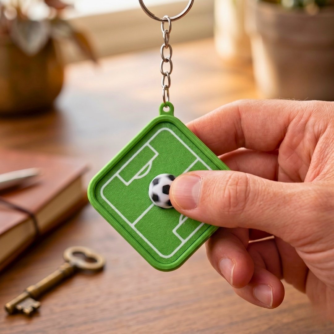 Mini Fidget Nyckelring för Fotbollsplan - Magnetisk Stressleksak för Fotboll