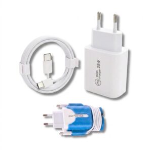 Snabbladdare 25W för Apple och Samsung 2m USB-C med ChargeWrap
